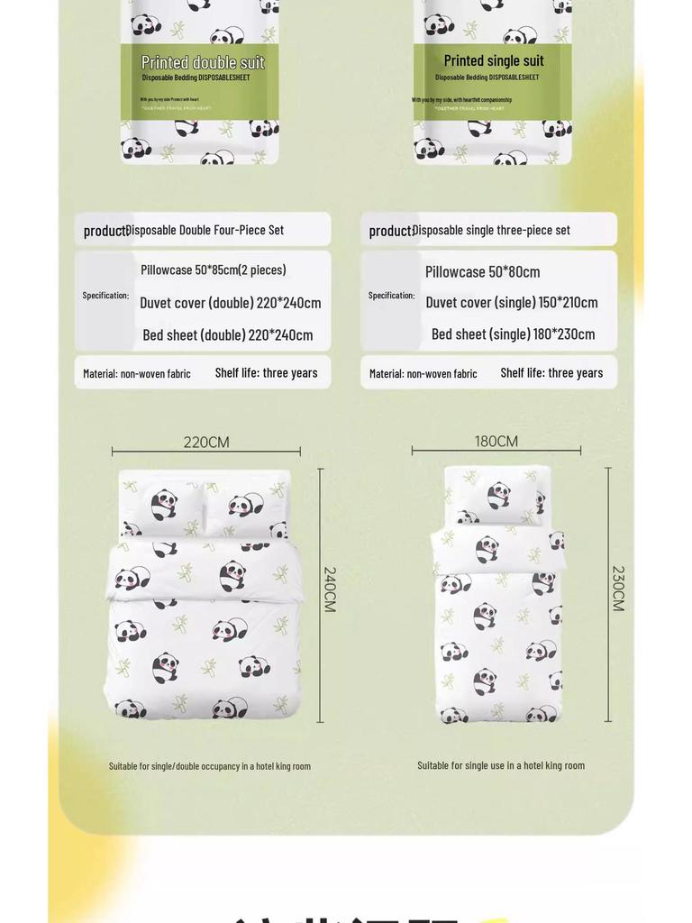 Jednorázová hotelová sada prostěradel a ručníků: Povlak na peřinu, Povlak na polštář, Ručník do koupelny - Ideální pro cestování a izolaci.