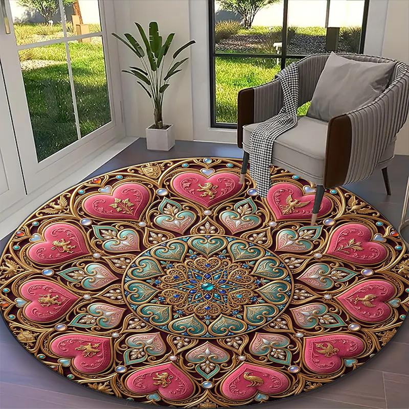 

1pc Purple Teal Star Mandala Printed Chair Rug for Home Office Use, Living Room Kitchen Game Room Round Carpet Diameter 60cm