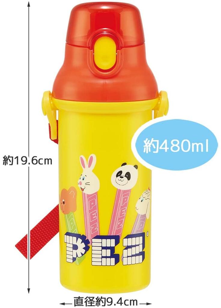Skater Water Direct Dishwasher Made In for Boys and Children's Bottle, 480ml, Drinking, Plastic, One-Touch Operation, Safe, Japan, PEZ, Girls,