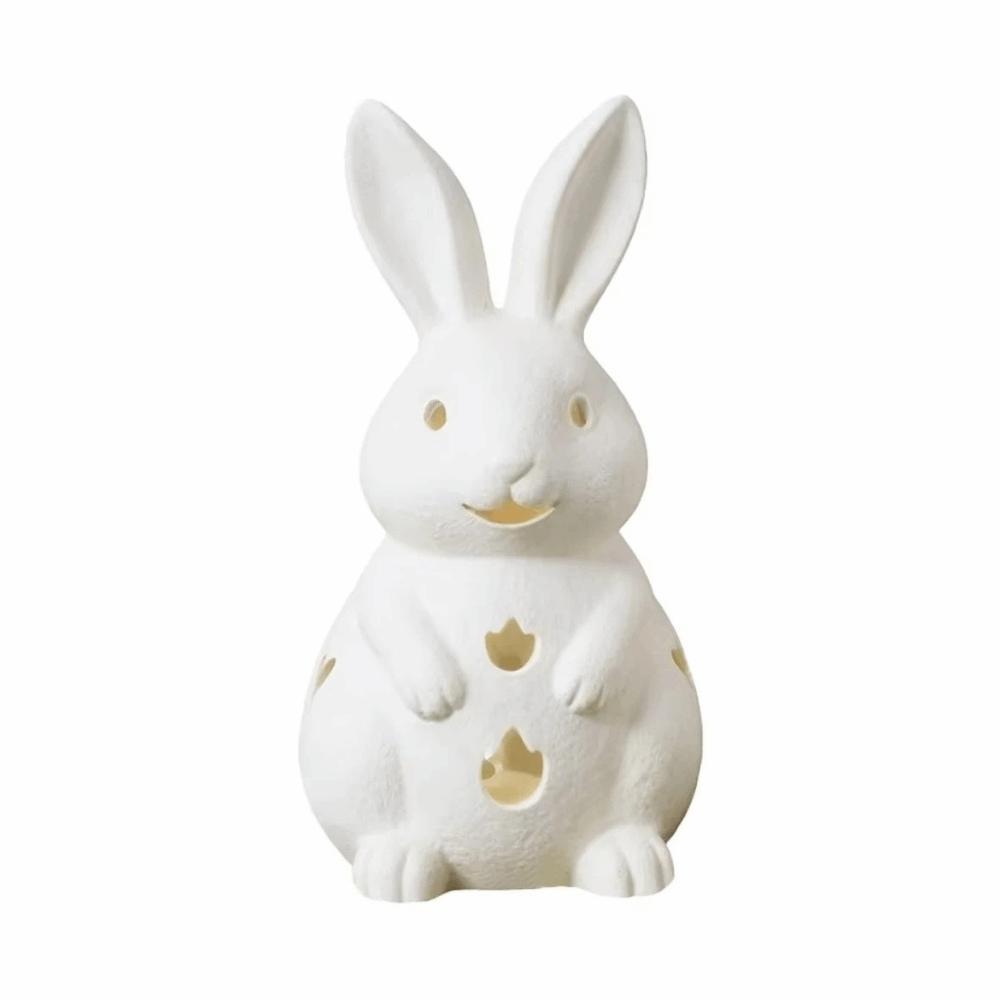 

Cute Bunny Easter Bunny Ornament White Rabbit Candlestick Bunny Candle Holder Tabletop Display 18cm