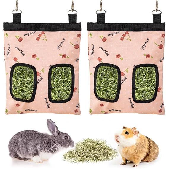 Rabbit Hay Feeder Bag, Large Capacity Rabbit Hay Bag Small Animal Hanging Hay Bag 600D Oxford Cloth Bunny Hay Feeder Bag for Rabbits Guinea Pigs