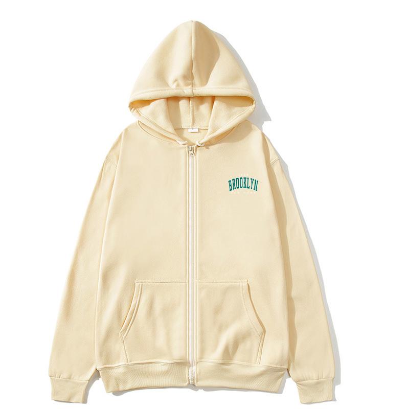 Brooklyn 1898 Zip Hoodie Oversized Hoodie Streetwear Damen Sweatshirt Damen Hoodie Tasche Langarm Brooklyn 1898 Zip Hoodie