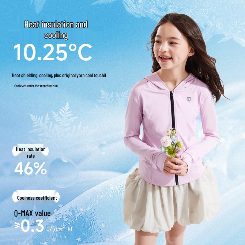Girls' Breathable Ice Silk UPF50+ Sun Protection Hooded Jacket