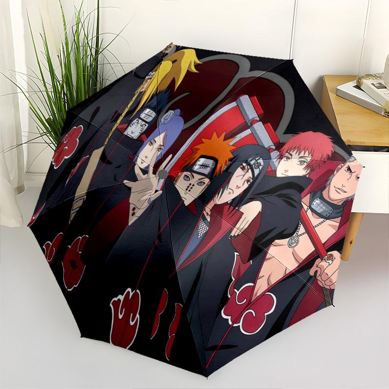 1 PC Automatic Folding Umbrella - Naruto Pattern Portable Foldable Design With 8 Ribs Christmas Birthday Gifts