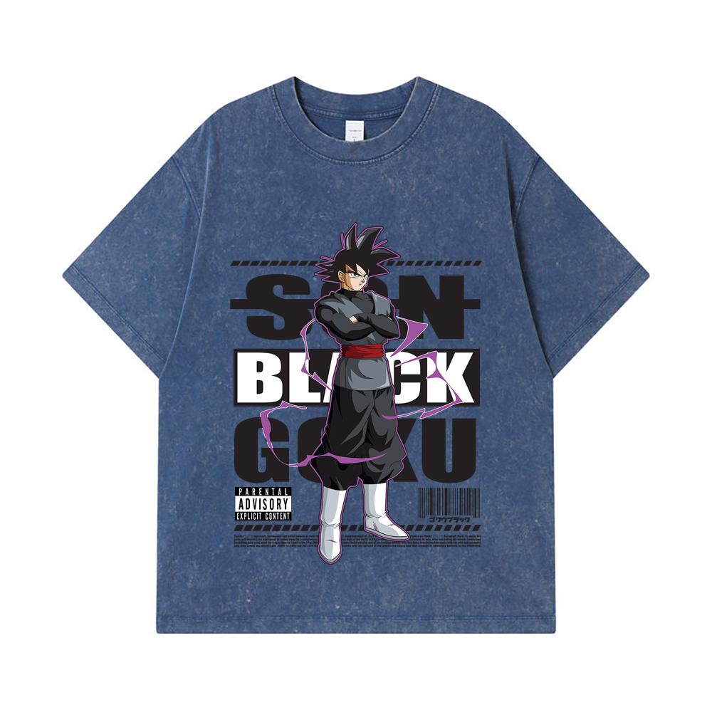 275 GSM Washed T-shirts 100% Cotton Dragon Ball V16 Black Goku Print Unisex Heavy Cotton T Shirt
