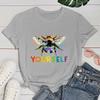 (Premium T-shirt)Lgbt Bee Yourself Letter Printed T-Shirts Fashion Harajuku Women Summer Tee Shirt Female Casual Short Sleeve