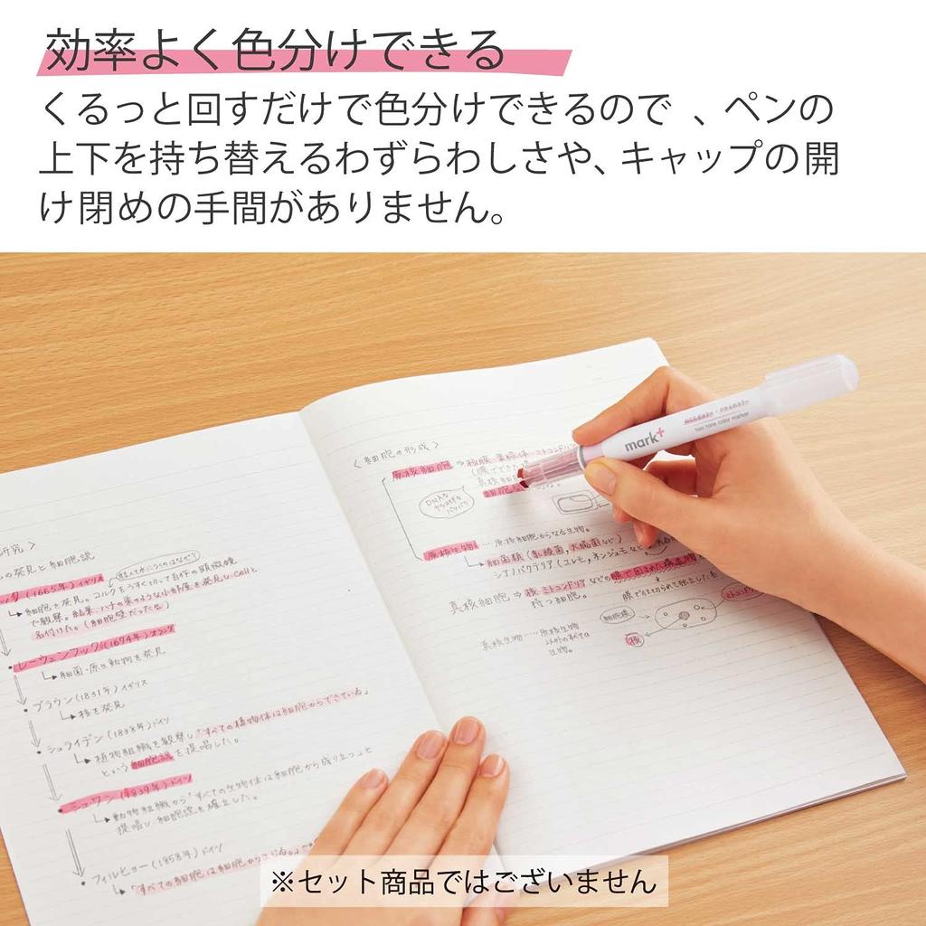 Kokuyo Marktus In Limited Japanese Highlighter, 2-Color 1, 3-Piece Set, Edition, Colors, PM-MT100-3S-L1