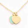 Neue rosa Emaillierte Doppelherz Halskette: Edelstahl, 18 Karat Gold Titan, Damen Choker Accessoire.