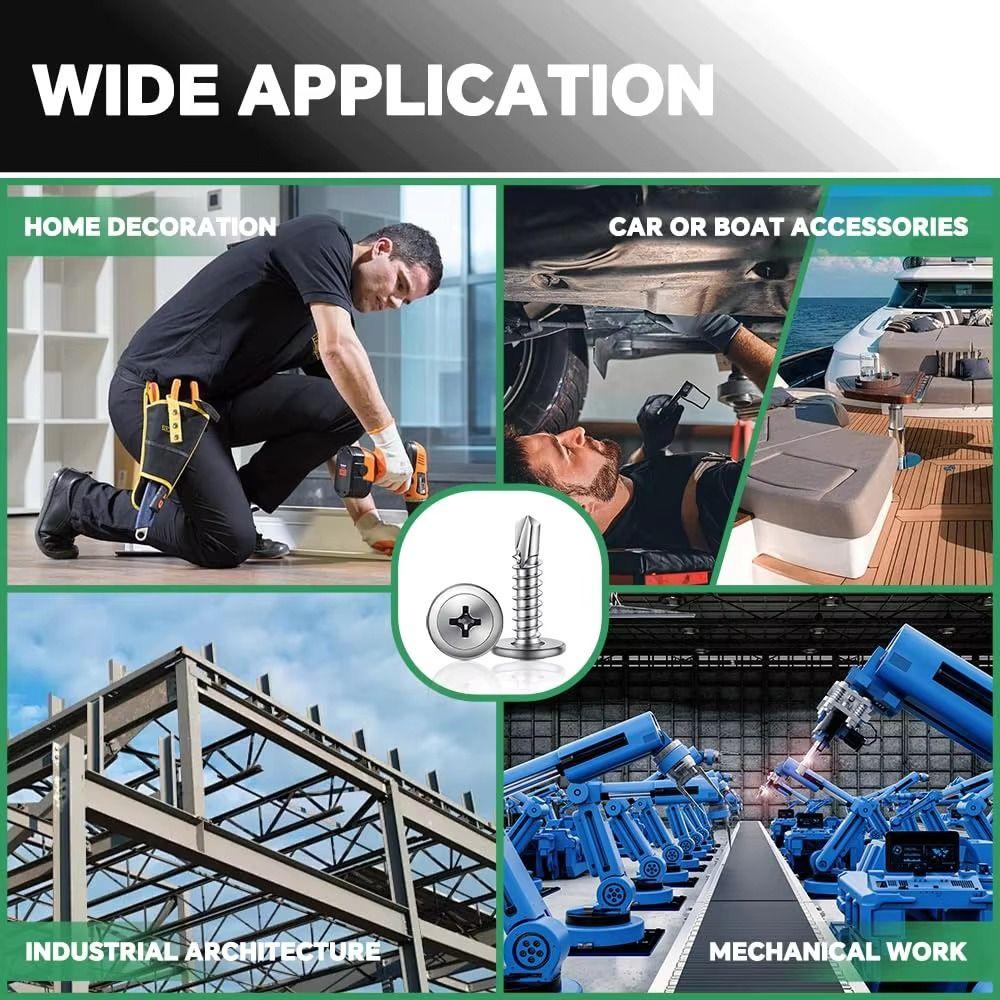 200pcs Flat Head Self-tapping Screws Cross Head Hardware Fastener Sheet Metal Screws  Wood