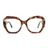 Luxury Reading Glasses For Women High Quality Polygonal Frame Retro Blue Print Optical Prescription Eyeglasses