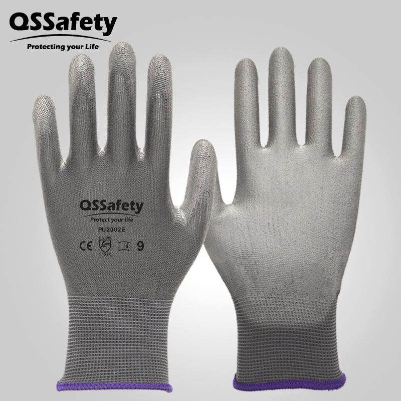 

QS/Серые PU2002E Промышленные перчатки – Легкие, гибкие и дышащие защитные рабочие перчатки для строительства. XL (Extra Large) - 10