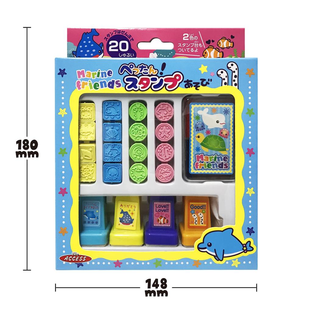 Marine Stamp Set with Stamp Pad, Lettering Supplies, Messages, Journals, Letters, Stationery, Marine, Sea Creatures, Toy (1 piece)