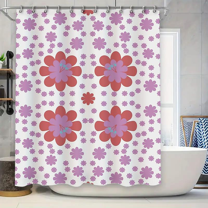 

Floral Shower Curtain Botanical Flowers Pattern Waterproof Fabric Bathroom Decor Vintage Style Washable Liner Set W60H190(CM)-1 Pcs