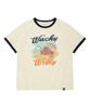 Wacky Willy Women'S Summer Graphic Ringer Semi-Over Short Sleeve T-Shirt Cream