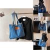New Korean Style Denim Bag Women Harajuku Lazy Fashion Large Capacity Shoulder Bag Japanese Casual College Student Backpack Street Trend Deep Blue