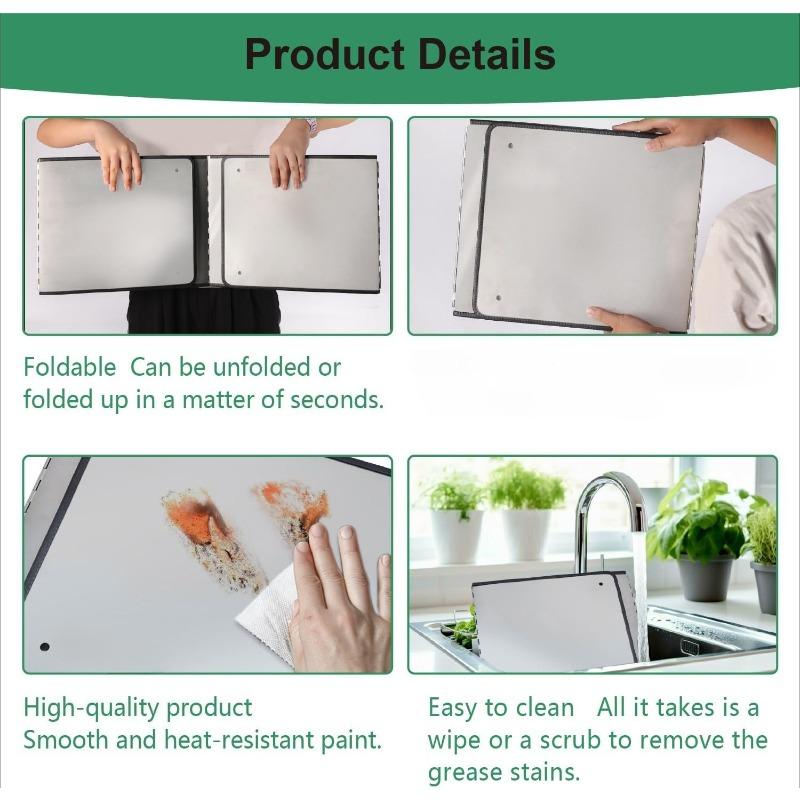 Oil Baffle Foldable Kitchen Gas Stove Baffle Oil Splash Protection Plate Splash Protection Screen Heat-resistant Kitchen