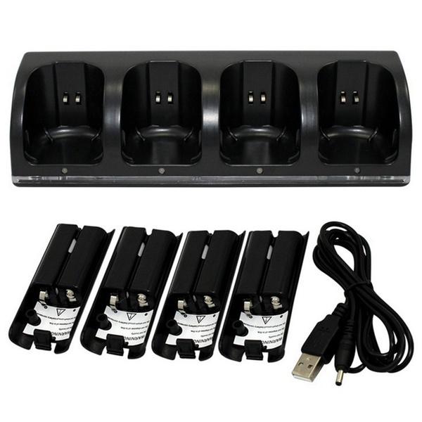 For Wii Remotion Controller 2/4Pcs Rechargeable Batteries & Charger Dock Station