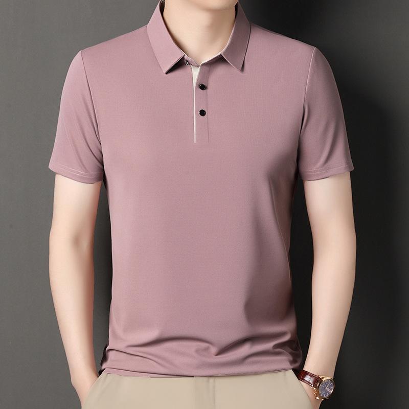 

Men s T-Shirt Premium Polo Shirt Men s Short Sleeve Lapel Led T-Shirt Top M розовый
