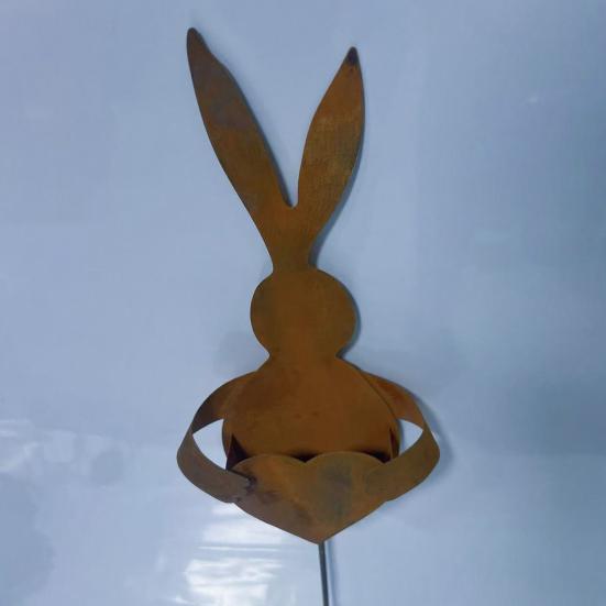 Plantação de Metal Vintage em Forma de Coelho para Páscoa, Estaca de Jardim, Silhueta de Coelho Rústica, Decoração de Quintal com Acabamento em Pátina para Jardim Externo, Plantas de Flores da Primavera