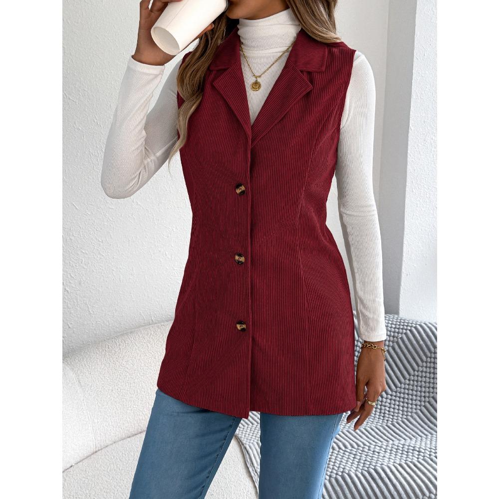 Damen Casual Einreiher Anzugkragen Weste für Herbst und Winter