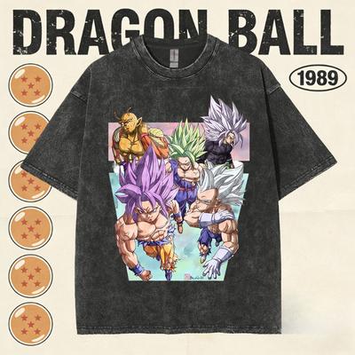 2026 Nowa Męska Koszulka Vintage DBZ Spierana Poliester Nadruk Końcowych Form Codzienna Koszulka Sportowa Letnia Wysokiej Jakości Streetwear