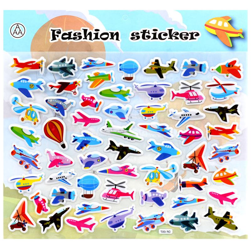 3D Bubble Sticker Car Truck Plane Traffic Waterproof Cartoon Anime Stickers For Girl Boy Kids Funny Educational Toys