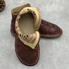 Johnature Stivali Estivi Artigianali Vintage in Vera Pelle Punta Tonda Piatta Traspiranti Traforati Scarpe da Donna