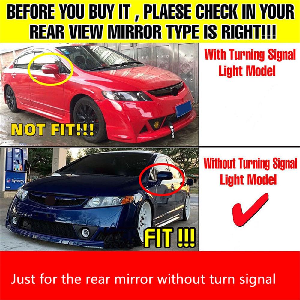 2X For Honda Civic  8Th 2005-2011 Car Rearview Side Mirror Cover Cap Carbon Fiber Look