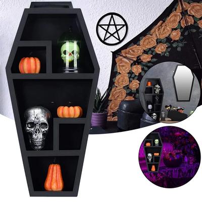 Halloween Gotické Dekorativní Stojan na Rakev Stolní Krabička na Cukroví Hororová Ozdoba Polička Odolný Organizér Úložného Prostoru Halloween Dekorace