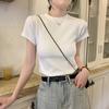 Women Slim Fit T-shirt O-neck Short Sleeve Pullover Tops Solid Color Stretchy Soft Tee Shirt Streetwear