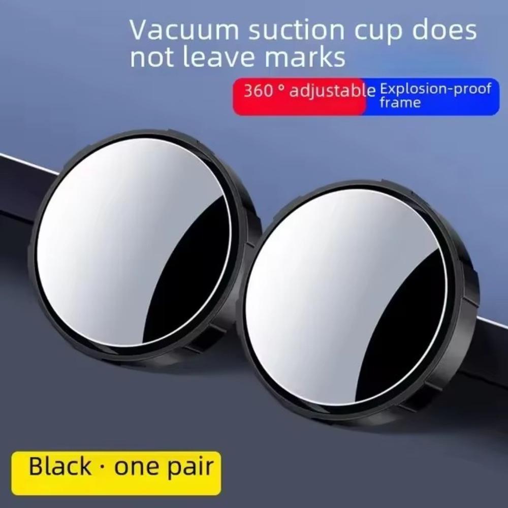 1 Pair 360 Degree Rotation Car Auxiliary Rearview Mirror Waterproof Adjustable Blind Spot Mirror Suction Cup Reflector