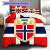 Norwegen Fußball Nationalmannschaft Logo Muster Bettwäsche Heimdekoration Geburtstagsgeschenk (1 Bettbezug + 2 Kissenbezüge, ohne Füllung),Fanartikel.