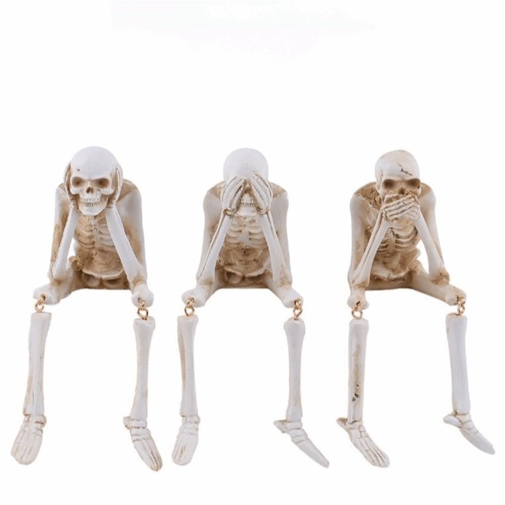 Realistic Halloween Skull Figurines Spooky Atmosphere Skeleton Decoration Festival Decoration