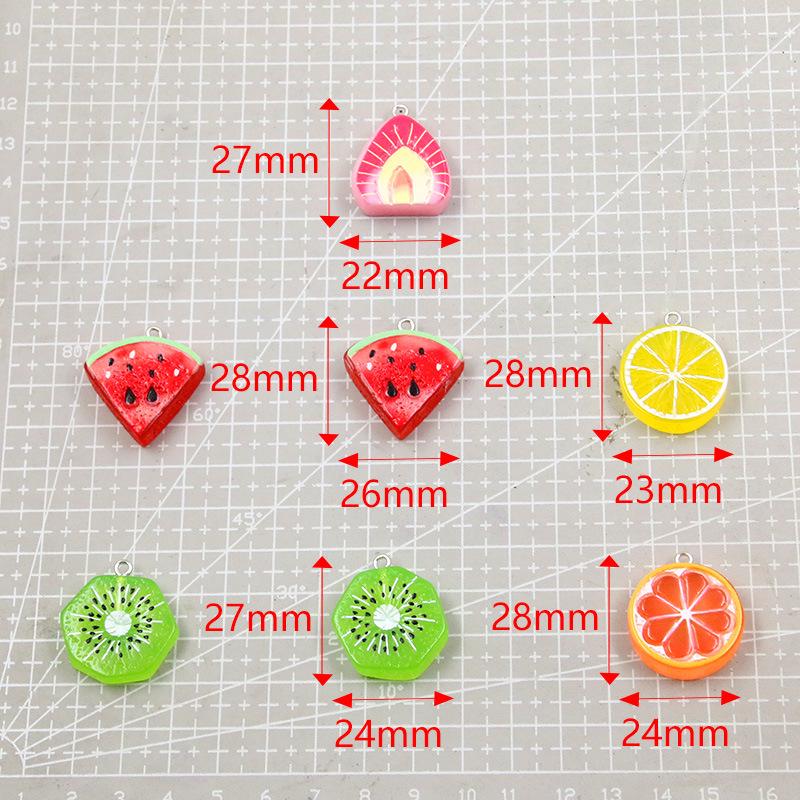 Mixed Style Resin Fruit Pendant Keychain - Kiwi, Watermelon, Lemon