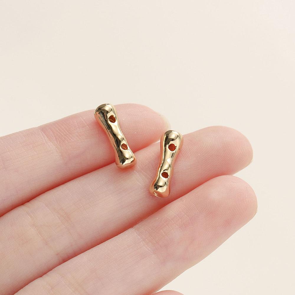 18K Copper-plated Color-retaining Double-hole Bones Bamboo Beads Handmade DIY Bracelets Necklaces Beaded Jewelry Accessories.