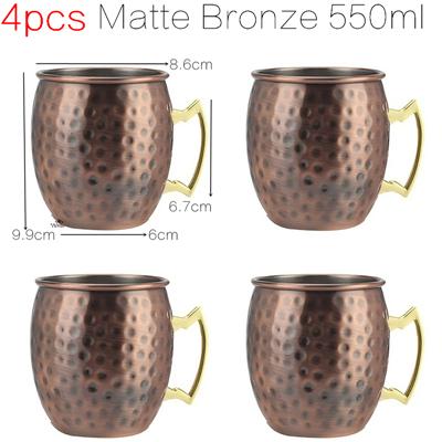 4 Pezzi 550ml Rete Moscow Mule Tazze di Rame Tazza Metallica Acciaio Inossidabile Birra Vino Tazza da Caffè Strumento per Cocktail