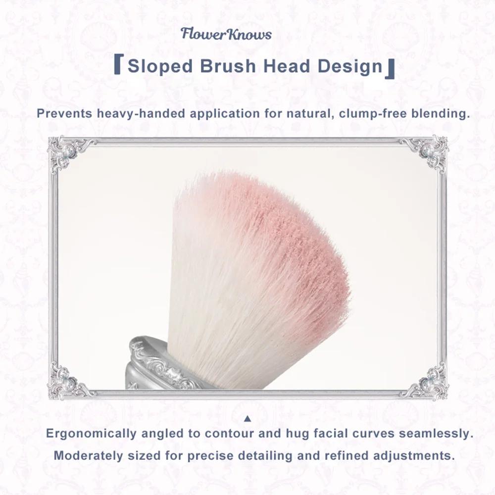 Flower Knows Shell's Jewel Angled Blush Brush Crystal Handle Contour Highlight Brush