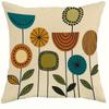 Retro Abstract Floral Pillow Covers Orange Blue Green Cushion Covers Zippered Decorative For Living Room Bedroom Sofa Home Decor