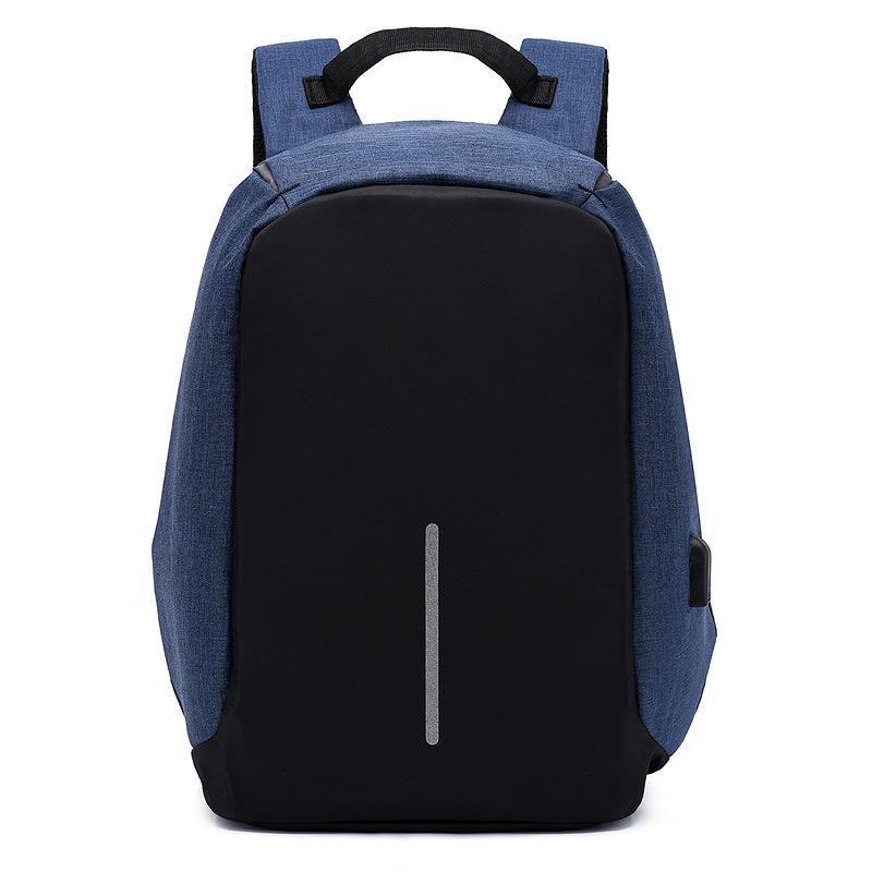 Men's Large Capacity Travel Backpack - Rechargeable & Simple Design for Students and Business