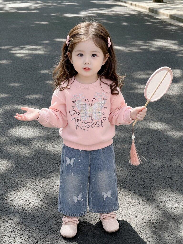 Korean Style Children's Spring/Autumn Long-Sleeve Hoodie Set for Girls - Street Style Casual Wear 2026