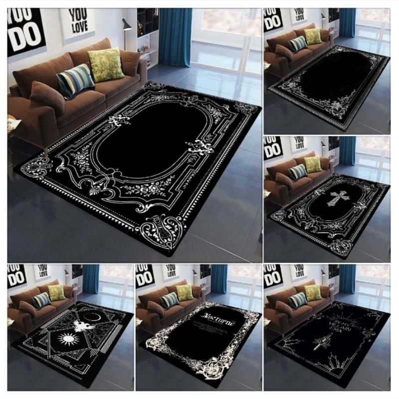 Gothic Black White Carpet Mat Rug Vintage Pattern Non-Slip Floor Mat for Living Room Bedroom Decoration May Be Given As A Gift