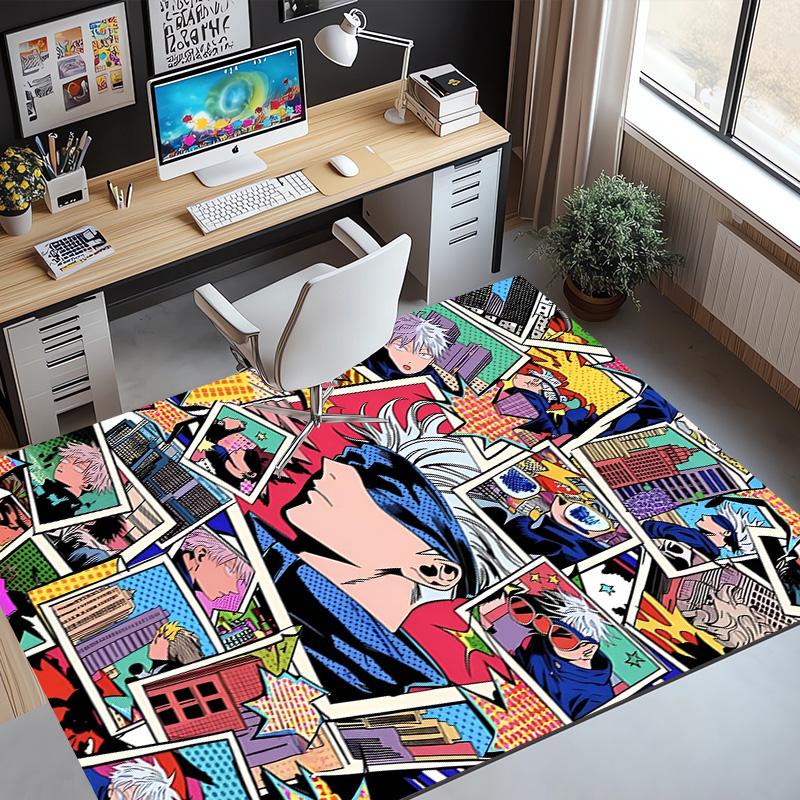 Jujutsu Kaisen Pattern Rug, Indoor/Outdoor Mat, for Picnic, Gameroom, Bedroom, Office, Living Room, Home Decor Carpet, Birthday Gift