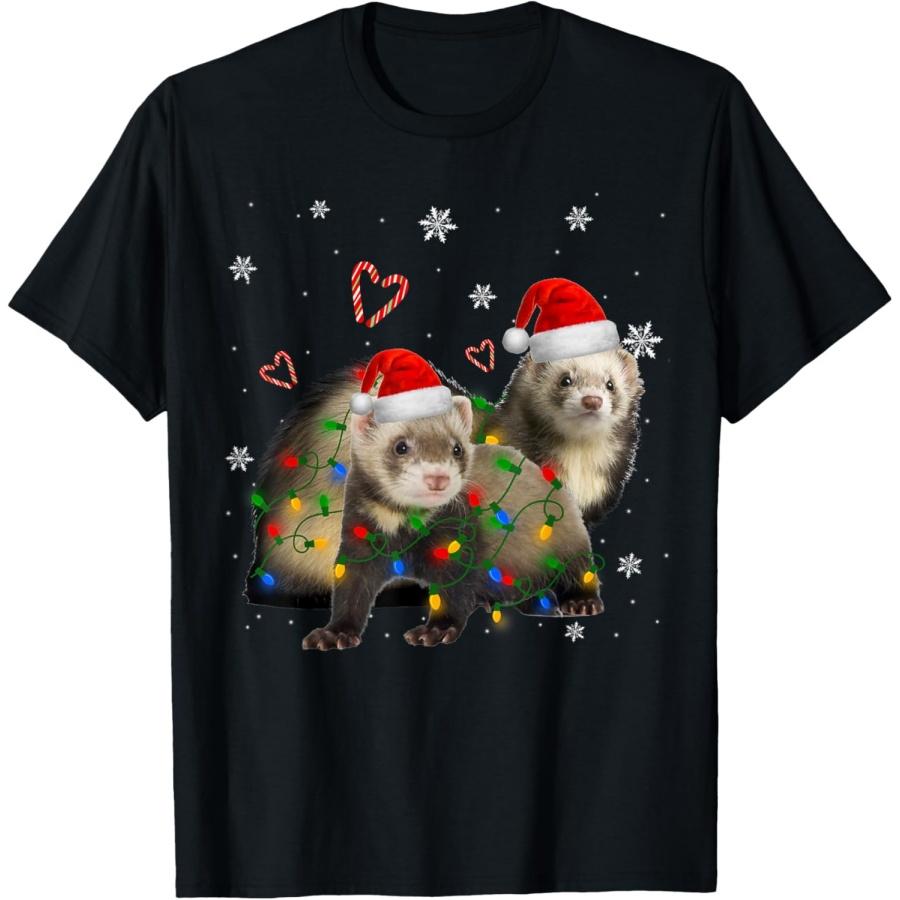 

Ferret Christmas Pajama Santa Hat Ferret Lover Gifts T-Shirt XXXXXL чёрный
