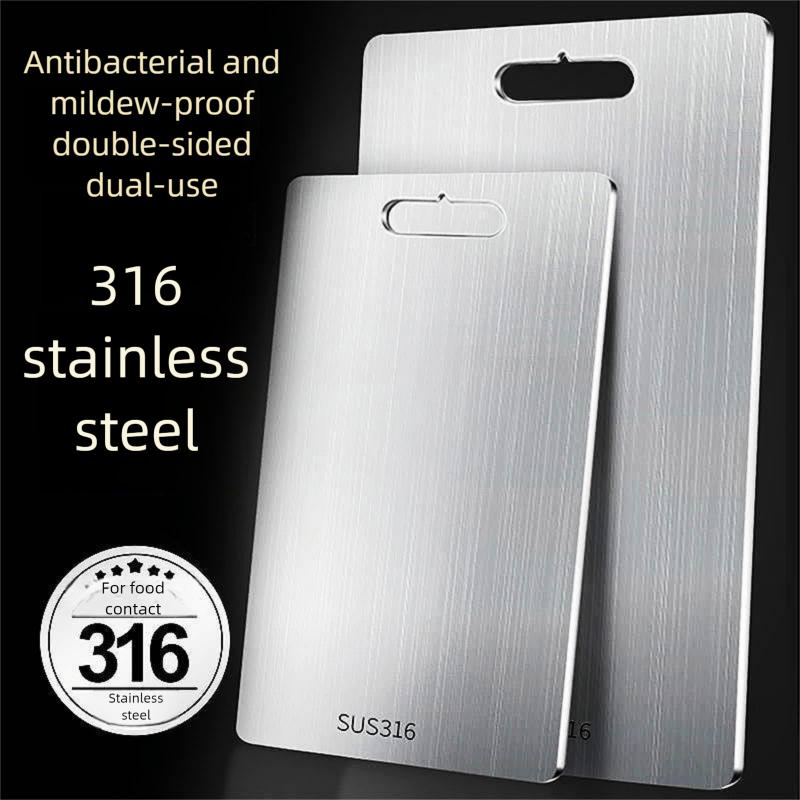 316 Edelstahlplatte und Schneidebrett Küche Haushalt Verdicktes doppelseitiges Schneidebrett Block Knetteigbrett