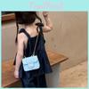 Pure Button Pearl Colour Handheld Kid Trendy Stitching Shoulder Small Square Bag