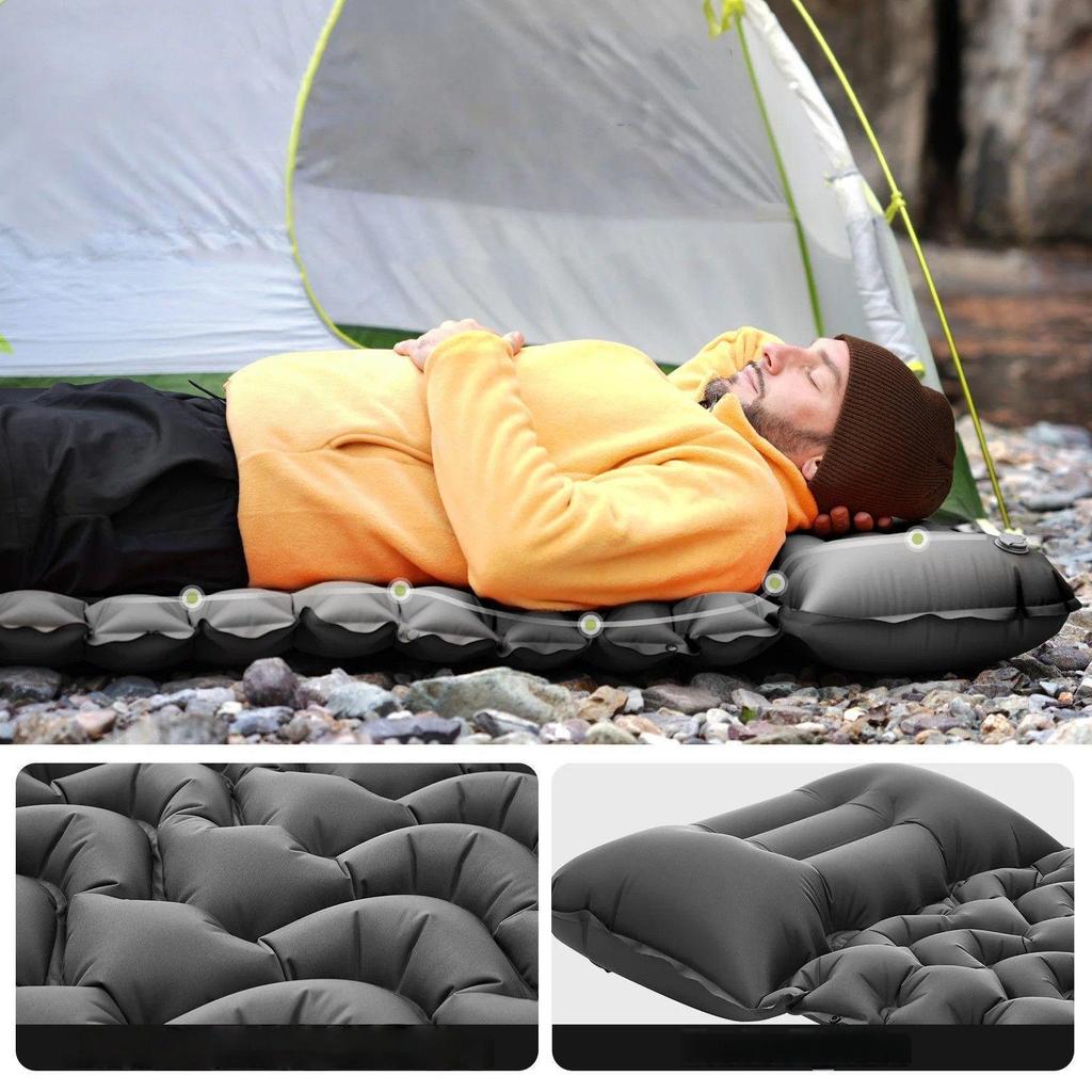 Enhanced Outdoor TPU Inflatable Mat: Foot-Pump Automatic Mattress with Pillow & Moisture-Proof Design