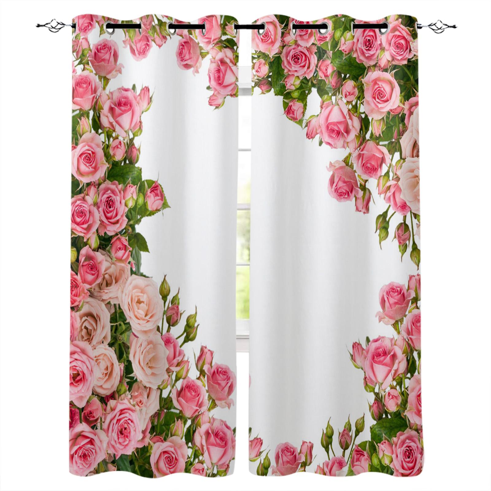 Розовая Роза Романтические Оконные Шторы Кухонные Шторы Панель Домашний Декор Шторы — фото 9