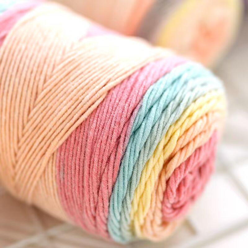 Filato di Cotone Pettinato Gradiente Arcobaleno a 5 Fili Ruyi Bird per Maglioni e Cappelli all'Uncinetto