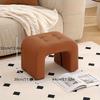 Solid Wood Upholstered Stool, Multifunctional Soft Faux Leather Low Stool for Living Room, Compact Shoe Changing Bench