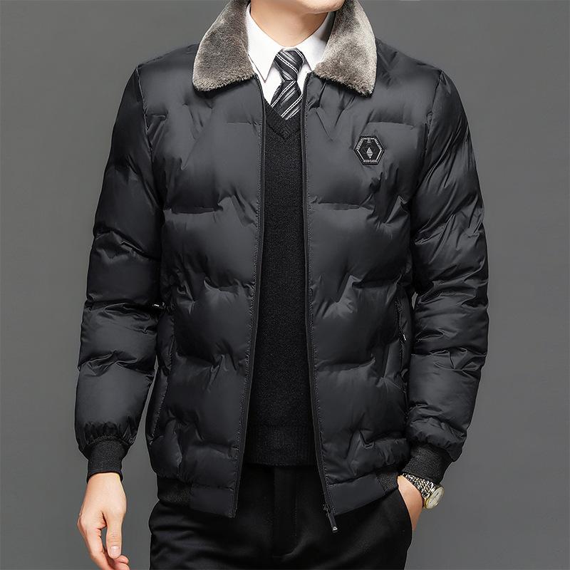 Chaqueta de algodón de felpa y espesa para hombre, chaqueta de algodón con solapa, chaqueta de invierno para preservar el calor
